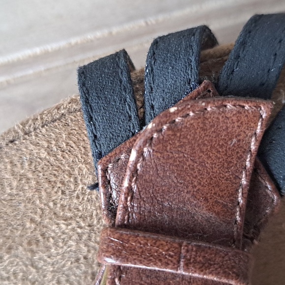 Aeropostals Ankle Strap Buckle Short Heel Wedges Y2k Navy Boho 2 Toned Sandals - Picture 12 of 13